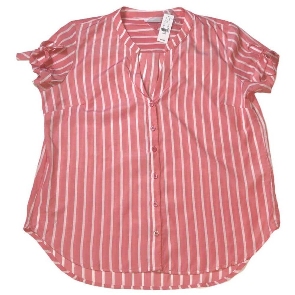 New NY&C New York & Company Striped Blouse Top